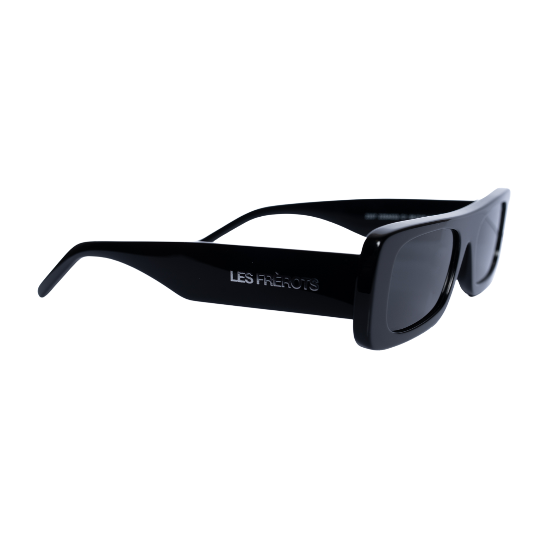 Futuristic black sunglasses,right side angle