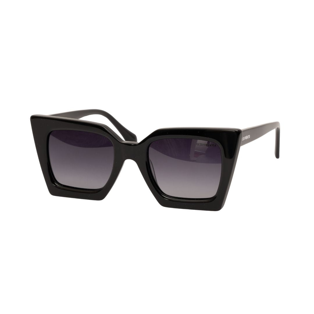 Black cat eye sunglasses for women, upper left angle 