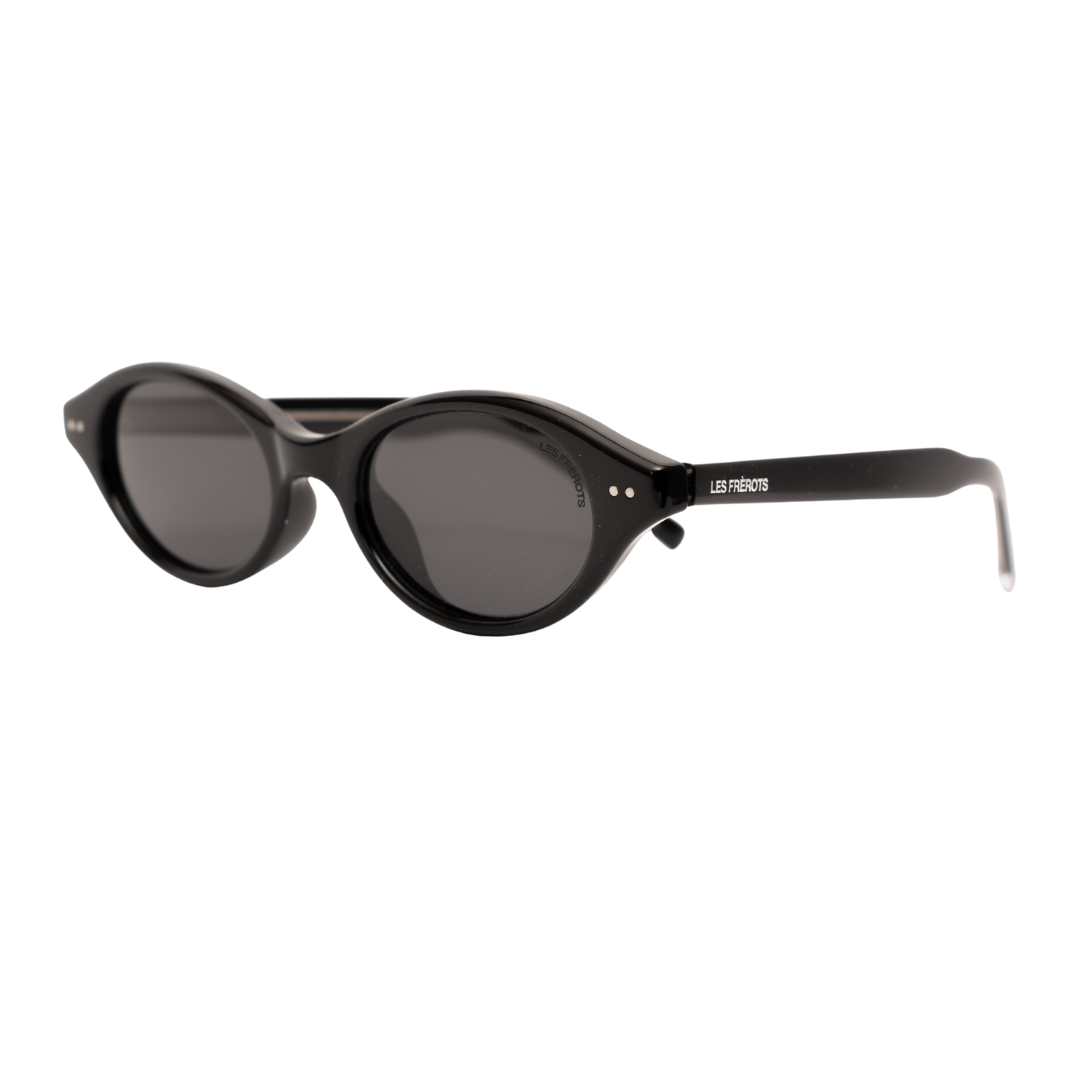 Black oval sunglasses for women left side angle 