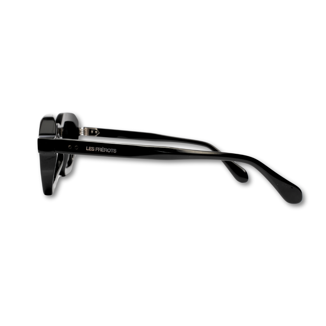 Black rectangle lightweight sunglasses for men, left side angle 