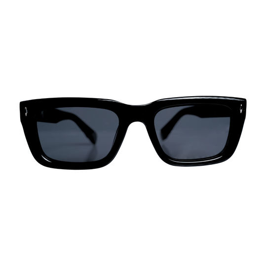 Black rectangle sunglasses for men, front angle