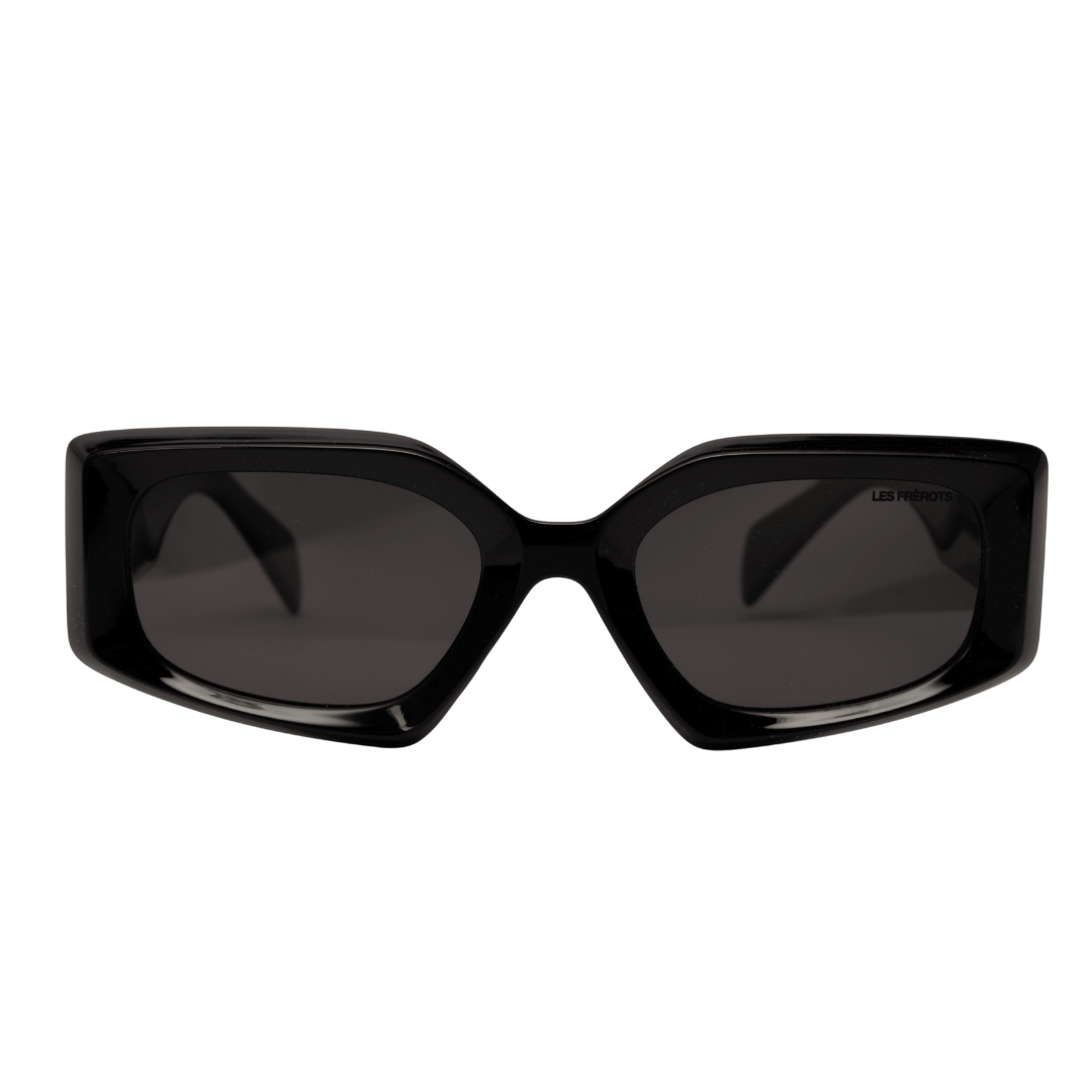 Black rectangle sunglasses for woman, front angle