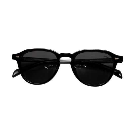 Black vintage oval sunglasses for men, front angle 