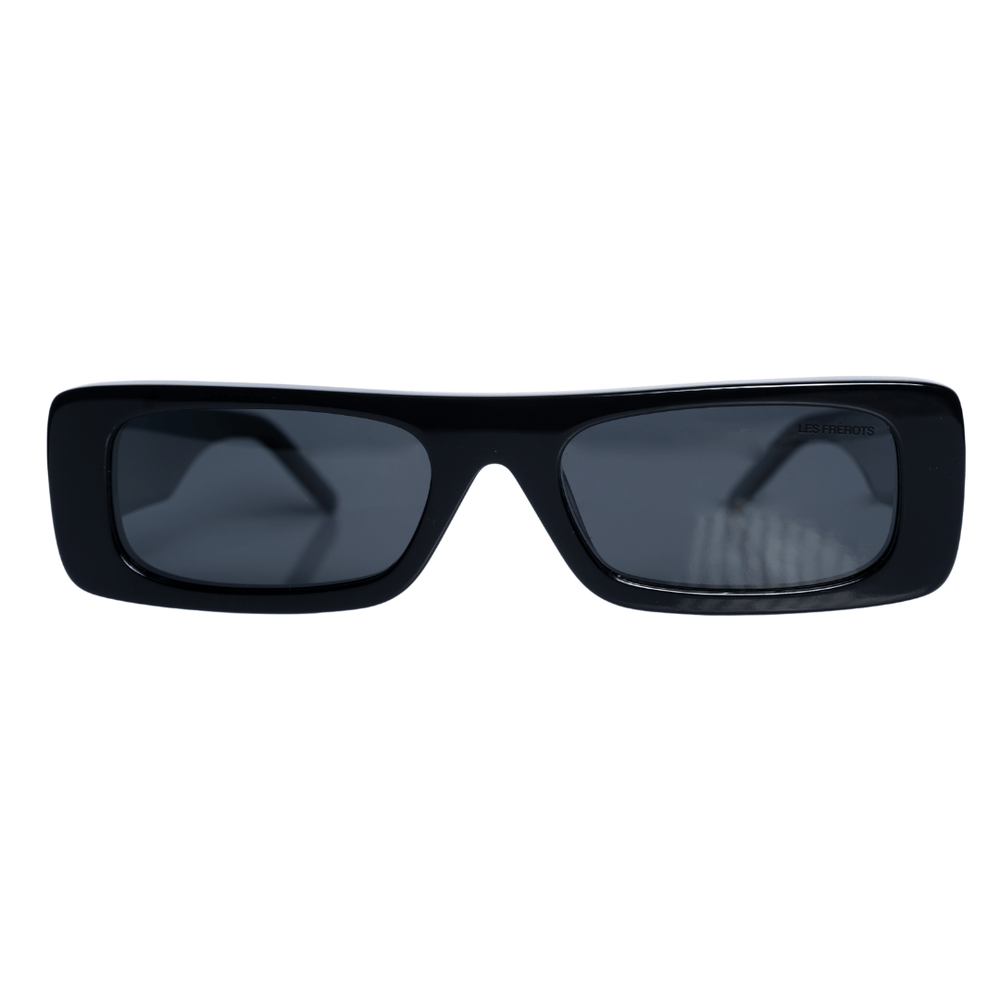 Futuristic black sunglasses, front view