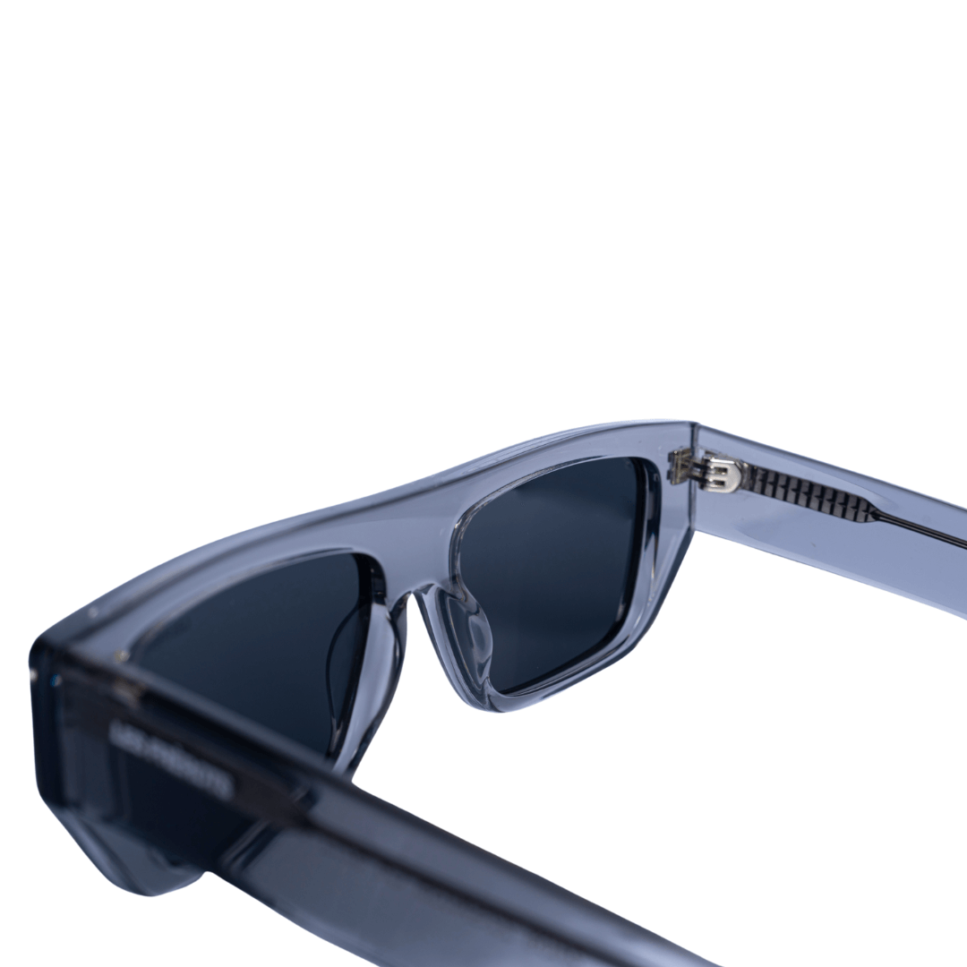 Futuristic transparent sunglasses, upper behind angle 