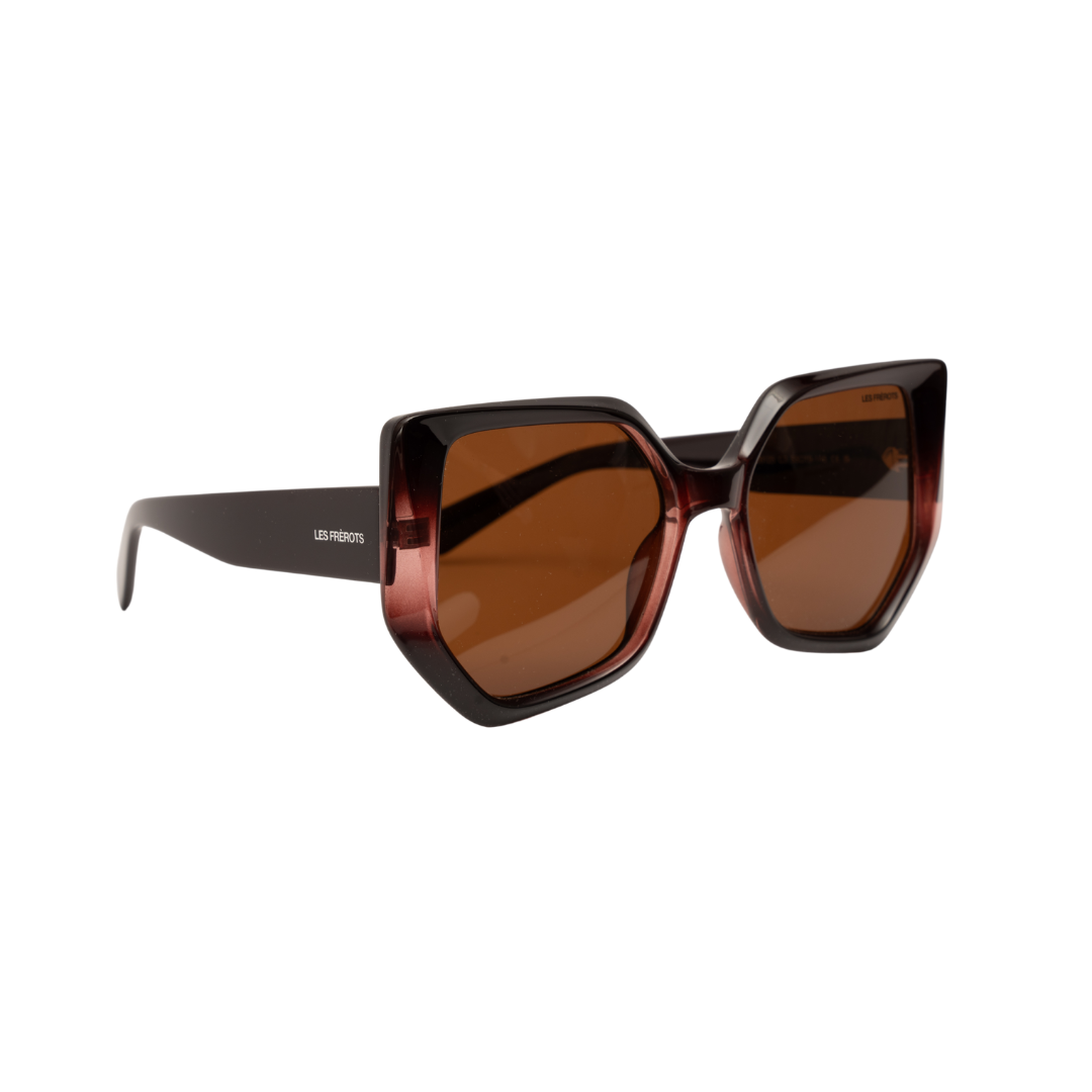 Rose gold cat eye oversize sunglasses for women, right side angle 