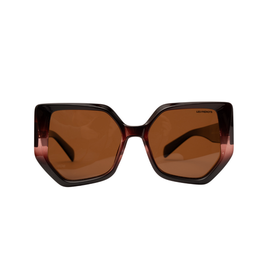 Rose gold oversize cat eye sunglasses for women, front angle 